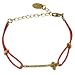 Butterfly Cubic Zirconia Bar Red Leather Bracelet with 1" Chain Tail