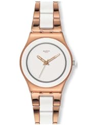 Swatch Rose Pearl White Dial Rose Gold-Tone Stainless Steel Ladies Watch YLG121G