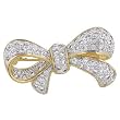 Ribbon Shaped Brooch, 14kt Gold-Plated and Rhodium-Plated, Clear CZ Ribbon Shaped Brooch, 14kt Gold-Plated and Rhodium-Plated, Clear CZ