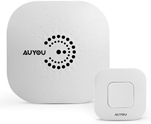 AuYou Doorbell wireless Long Range Alert System 1 Plugin Receivers and 1 Remote Control Transmitter,Modern Home Decoration Doorbell Kit quick install
