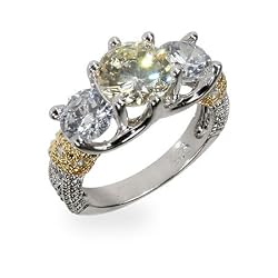 Sabrina's Two Tone Canary and Diamond CZ Engagement Ring Size 9 (Sizes 5 7 8 9 Available)