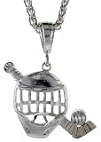 Sterling Silver 1 1/16 (27 mm) Diamond Cut Hockey Pendant