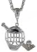 Sterling Silver 1 1/16 (27 mm) Diamond Cut Hockey Pendant