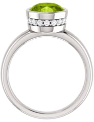 18K White Gold 10.00x8.00mm Oval Cut Peridot and Diamond Ring -- LIFETIME WARRANTY