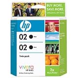 HP 02 Black Twin Pack Ink Cartridge with Vivera Ink