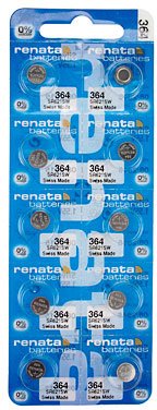Strip of 10 Genuine Fresh Renata 364 SR621SW Swiss Made Silver 1.55v Batteries