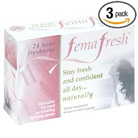 D&E Fema Fresh Dietary Supplement Capsules for Feminine Hygiene, 60-Count Boxes (Pack of 3)