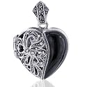 Sterling Silver Heart Shape Marcasite Pendant