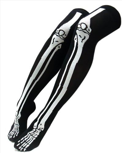 Women's "Skeleton" Over The Knee Socks Black
