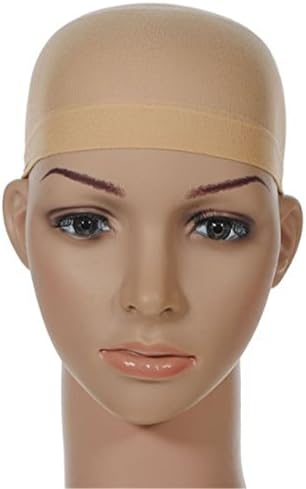Keepyonger® Unisex Elastic Wig Caps for Making Wigs Glueless Hair Net Wig Liner Cap Snood Nylon Stretch Mesh (BEIGE/NUDE, 10 Pcs)