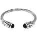 Silver Tone Jet Stone Bangle Bracelet