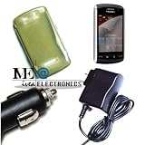 IVEA BLUE Crystal Soft CASE/Cover+AC CHARGER+CAR Charger+LCD for Blackberry Thunder/Storm 9500/9530