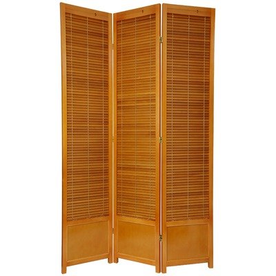 7 Feet Tall Wooden Shutter Screen in Honey