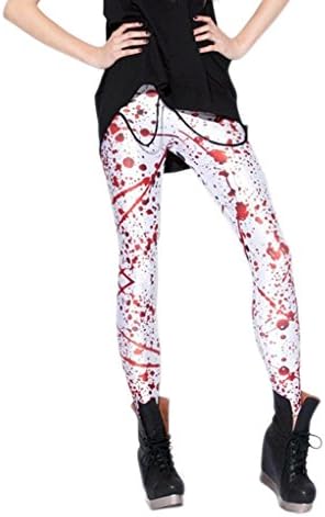 Ladies Sexy Digital Printing Blood Splatter Big Leggings Halloween Punk Trouser