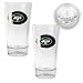 New York Jets 2-Piece Pint Ale Glass Set with Football Bottom  (Oval Logo)