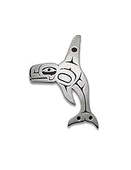 Sterling Silver Orca Lg Northwest Coast Native American Necklace Pendant. Made in USA.
