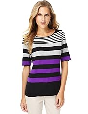 Slash Neck Striped Top with Stay New™