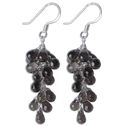Sterling Silver Smokey Quartz Earrings 2 Inches