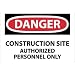 NMC D247A OSHA Sign, Legend "DANGER - CONSTRUCTION SITE AUTHORIZED PERSONNEL ONLY", 10" Length x 7" Height, Aluminum, Red/Black on White
