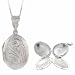 Sterling Silver Etched Flower Design Oval Four Panel Locket Pendant