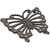 Cast Iron Trivet - Vintage Butterfly - 6.3"x6.1" - With Rubber Pegs - Metal, Heavy Duty, Rustic, Vintage, Recycled, Decorative by Comfify CA-1504-10-BR
