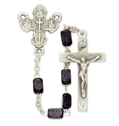 4x6mm Black Square Wood Rosary Beads 21 length