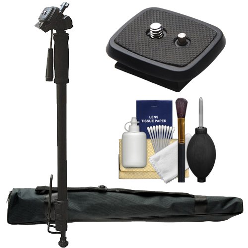 Rokinon M71 71" Pro Monopod with Pan Head & 2 Quick Release Plates & Case with Cleaning Kit for Digital SLR Cameras and Video Camcorders