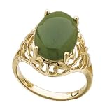 14Kt Yellow Gold Grassy Green Jade Cabochon Ring
