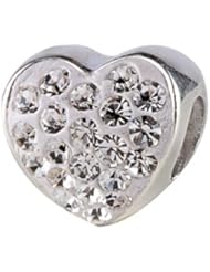 SilveRado(tm) BM004-1 Bling Heart Bling White  Bead / Charm