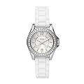 Fossil - ES2878 - Montre Femme - Quartz Analogique - Cadran Argent - Bracelet Silicone Blanc