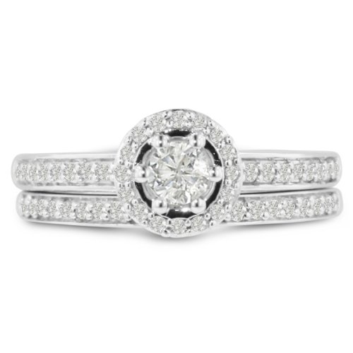 1/2ct Pave Diamond Bridal Engagement Ring Set in 14k White Gold ( GH I1 ) With Free Blitz Jewelry Cleaner 1/2ct Pave Diamond Bridal Engagement Ring Set in 14k White Gold ( GH I1 ) With Free Blitz Jewelry Cleaner