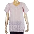 Lady Shirt Cotton Short Sleeve Top Blouse Chikan Embroidery Size M (ctop437)