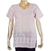 Lady Shirt Cotton Short Sleeve Top Blouse Chikan Embroidery Size M (ctop437)