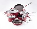 Farberware Accents Nonstick 10-Piece Cookware Set, Red