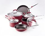 Farberware Accents Nonstick 10-Piece Cookware Set, Red