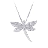 10K White Gold 0.15 ct. Diamond Dragonfly Pendant with Chain