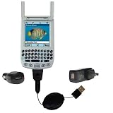 Gomadic for the PalmOne palm Treo 270 - Retractable USB Hot Sync Compact Kit with Car & Wall Charger for the PalmOne Treo 270 - Gomadic Brand w/ TipExchange Technology