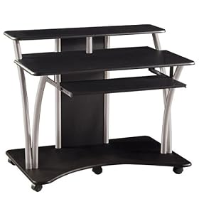 Office Star SAT21 Saturn Computer Desk, Black Silver