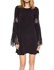 Polyester Bell Sleeves Shift Short Flared-Skirt Ruched Lace Club Dress/Evening Dress/Party Dress 