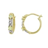 18k Gold Plated Sterling Silver Diamond-Accent Created-Opal 