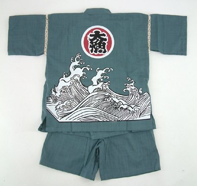 夏の定番！大人気甚平＆浴衣!ギフトにも!子供大漁柄はっぴ甚平※パパとペアになります