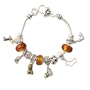 Dog Theme Brown and Amber Designer Style Charm Bracelet Fashion Jewelry