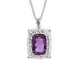 Amethyst Gemstone and Diamond Pendant 1/5 Carat (ctw) in 18K White Gold with Chain