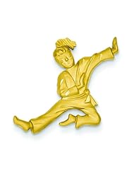 14K Gold Kicking Karate Girl Charm Martial Artist