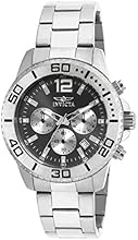 Invicta Men's Quartz Watch with Black Dial Chronograph Display and Silver Stainless Steel Bracelet 17396
