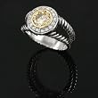 Silvertone Round-cut CZ Etched Fashion Ring