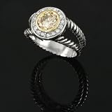 Silvertone Round-cut CZ Etched Fashion Ring