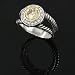 Silvertone Round-cut CZ Etched Fashion Ring