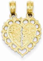 14k Yellow Gold Yellow Gold Polished Best Friend 2 Piece Break-Apart Heart Charm