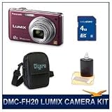 Panasonic LUMIX DMC-FH20V FH20 FH20V Violet Digital Camera, with 4 GB SD Memory Card, Deluxe Carrying Case, & 3pc. Lens Cleaning Kit